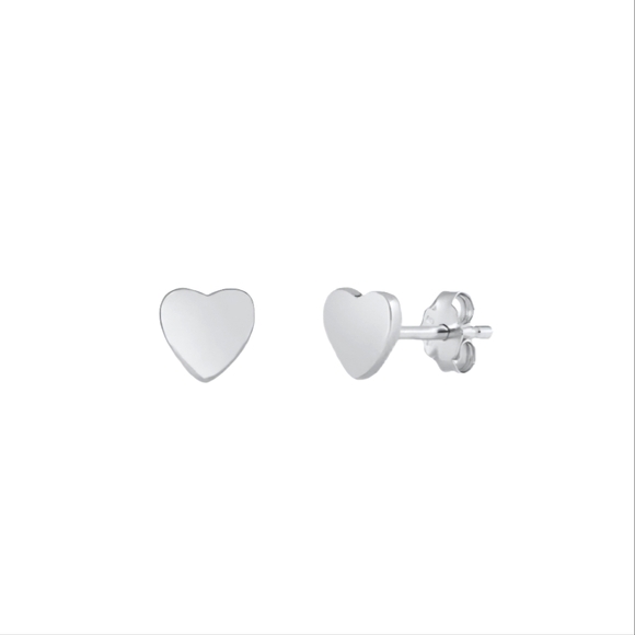 DAINTY HEART STERLING SILVET STUD EARRINGS - Picture 1 of 4